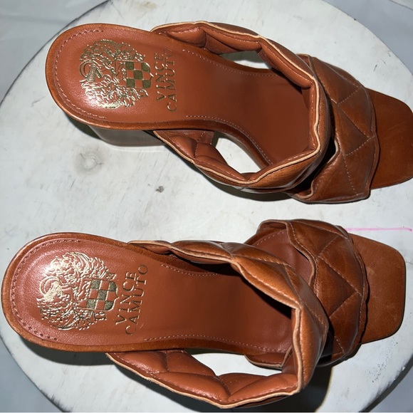 Vince Camuto Renneya Block Heel 2 Strap Sandal Open Toe Caramel Womens Size 6 - Picture 6 of 12